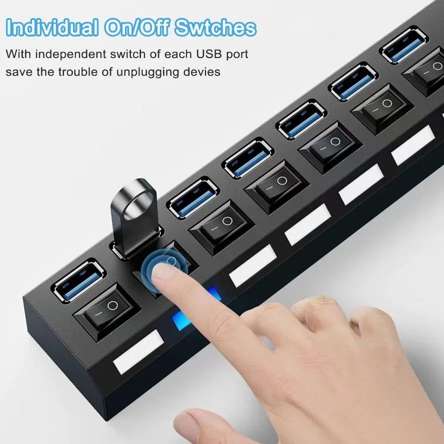 Hub USB 3.0 de 7 puertos con interruptores