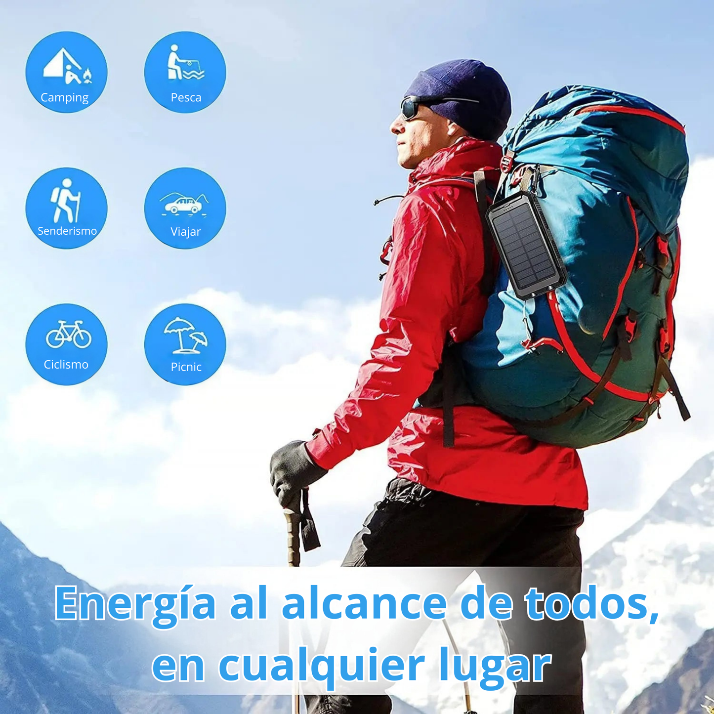 Power Bank Solar de 20000mAh: Carga rápida y resistencia total.