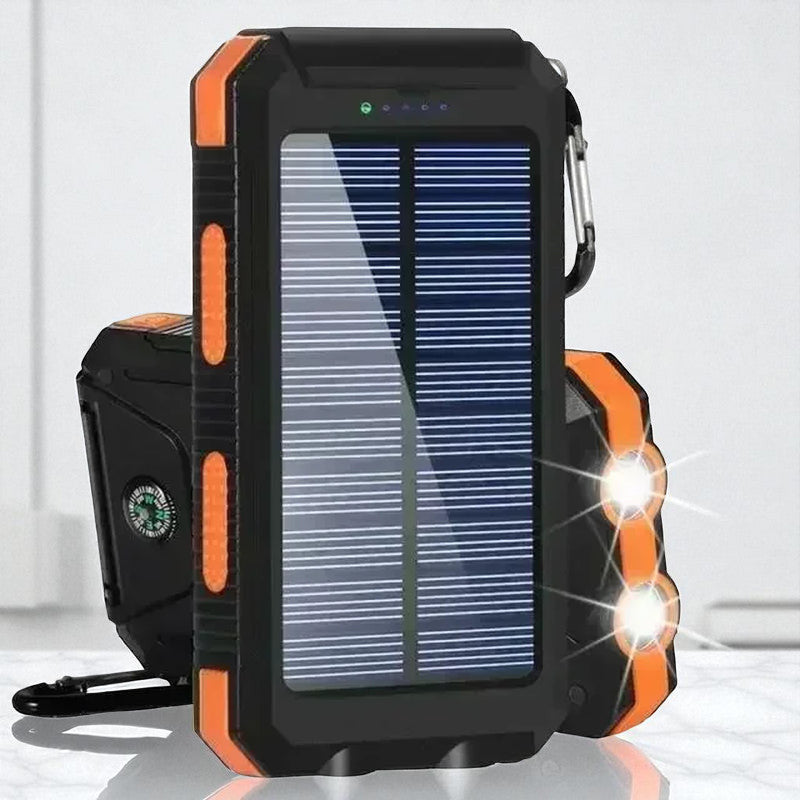 Power Bank Solar de 20000mAh: Carga rápida y resistencia total.